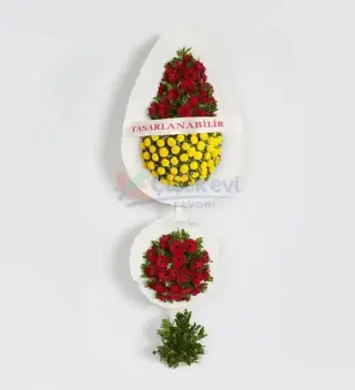 Kirmizi Gerbera Ve Sari Cinya 2 Li Celenk