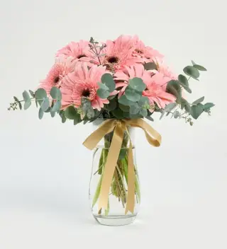 Pembe Düşler Gerbera Aranjmanı Paşabahçe Vazoda