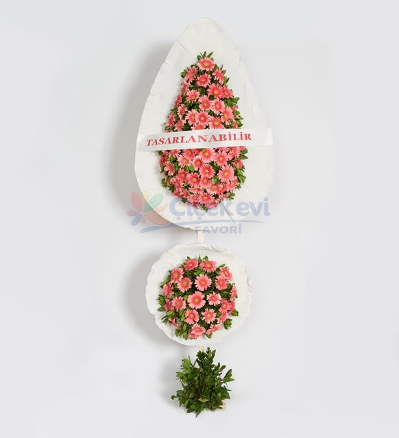 Pembe Gerberalar Iki Katli Celenk