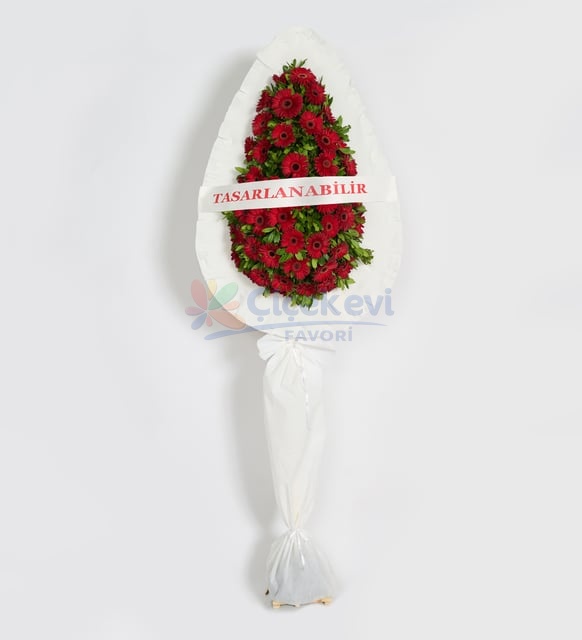 Tek Katli Kirmizi Gerbera Cicekleri Celenk