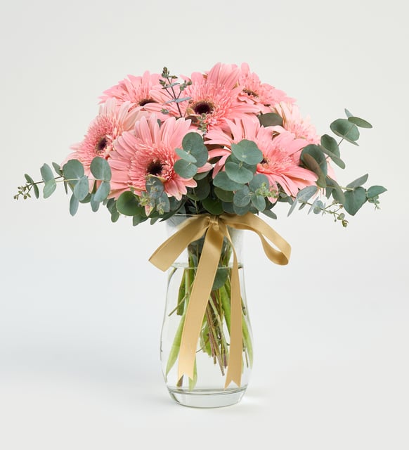 Pembe Düşler Gerbera Aranjmanı Paşabahçe Vazoda